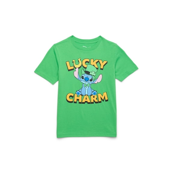 St. Patrick’s Day Little Boys and Big Boys Stitch Lucky Charm Graphic Tee, Sizes 4-18