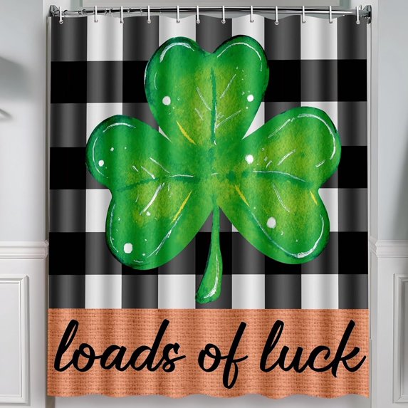 St Patrick’s Day Loads of Luck Shower Curtain St Patricks Bathroom Decorations Set with 12PCS Hooks 72x72 Inch