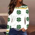 thumbnail image 1 of St. Patrick's Day Long Sleeve Shirt for Women Shamrock Clover Graphic Crewneck Soft Festive Holiday Party Graphic Clothes Casual Tee Top, 1 of 8