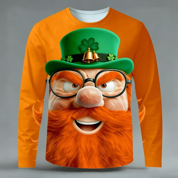 St Patrick's Day Long Sleeve T Shirt Irish Green Graphic Casual Comfortable Crewneck Top For Holiday Celebration