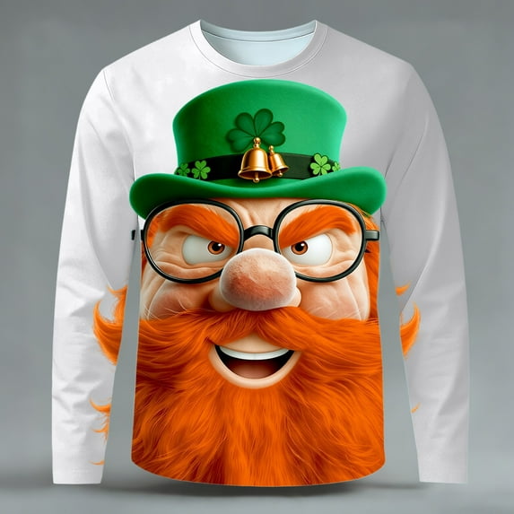 St Patrick's Day Long Sleeve T Shirt Irish Green Graphic Casual Comfortable Crewneck Top For Holiday Celebration