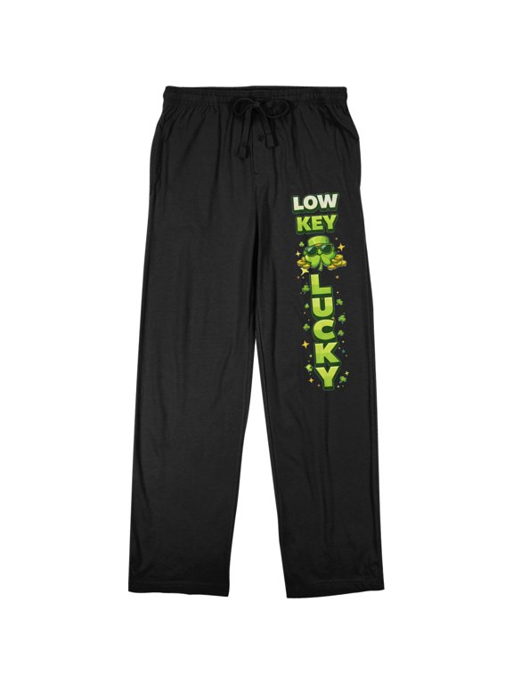 St. Patrick's Day Low Key Lucky Adult Black Quick Turn Sleep Pajama Pants