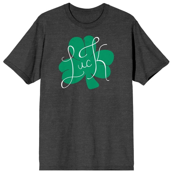 St Patrick's Day Luck Clover Crew Neck Short Sleeve Charcoal Heather Women's T-shirt-3XL