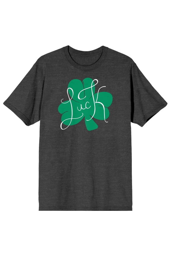 St Patrick's Day Luck Clover Crew Neck Short Sleeve Charcoal Heather Women's T-shirt-XL