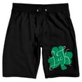 thumbnail image 1 of St. Patrick's Day Luck Clover Men's Black Sleep Pajama Shorts, 1 of 4