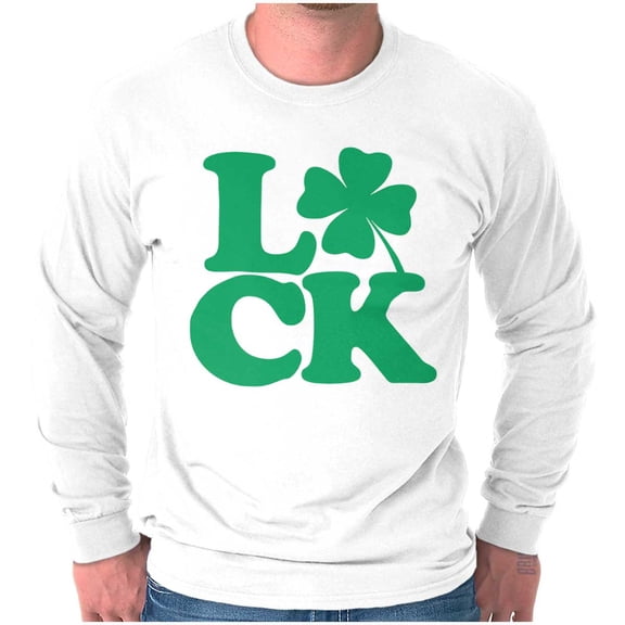 St Patrick's Day Luck Shamrock Long Sleeve TShirt Men Women Brisco Brands S