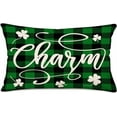 thumbnail image 1 of St Patrick‘s Day Lucky Charm Clover Pillow Cover Green Black Buffalo Plaid Check Shamrocks Home Spring Holiday Farmhouse Decorative Throw Lumbar Pillow Covers 12x20 Inch Cushion Case, 1 of 6