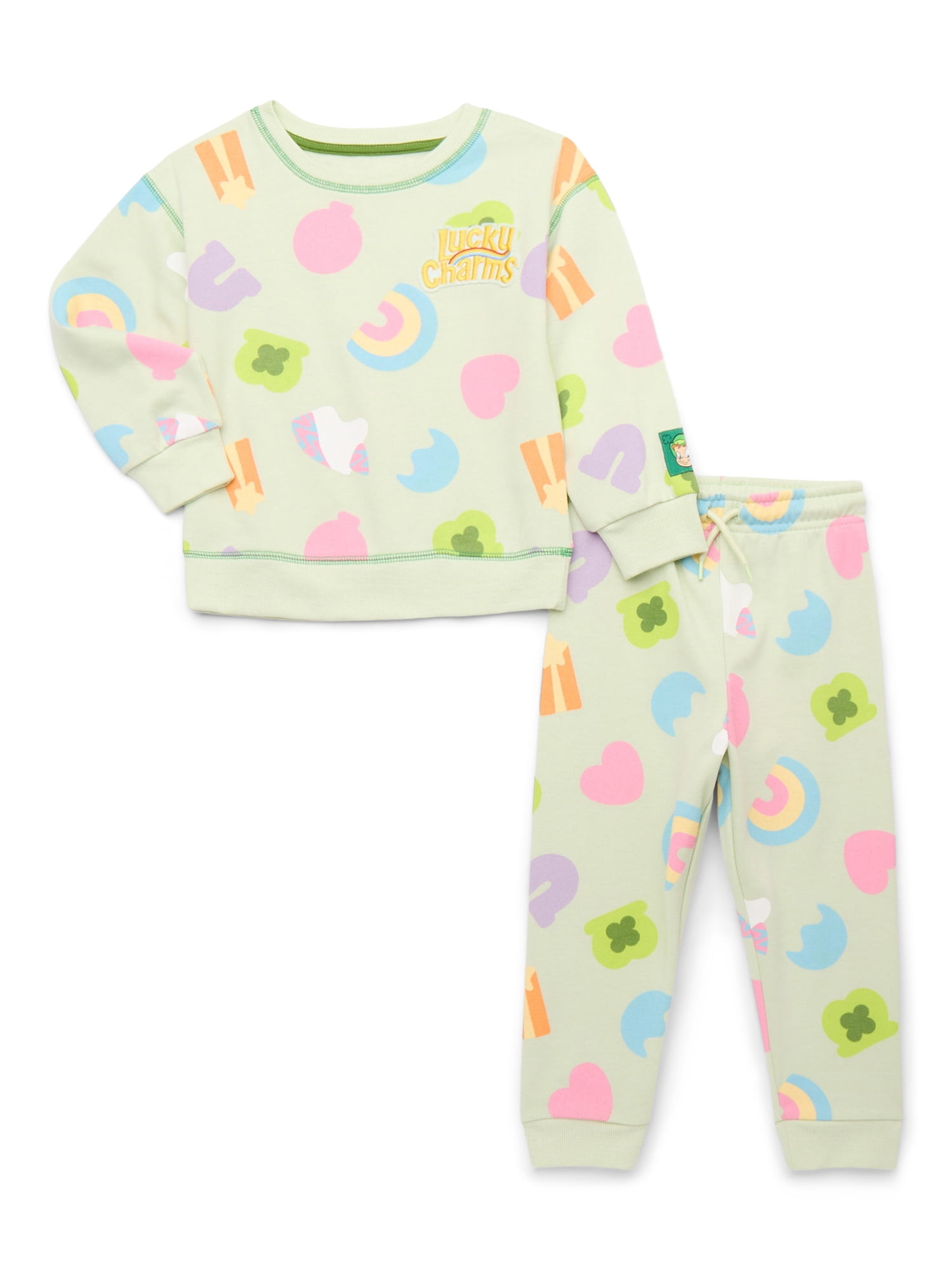 St. Patrick’s Day Lucky Charms Toddler Boys or Toddler Girls Print Sweatshirt and Joggers Set, 2-Piece, Sizes 12M-5T