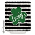 thumbnail image 1 of St. Patrick's Day Lucky Clover Black Stripe Shower Curtain Set ，Waterproof Fabric Shower Curtains Shower Curtains for Bathroom,Bathroom Decor 60"x72", 1 of 7