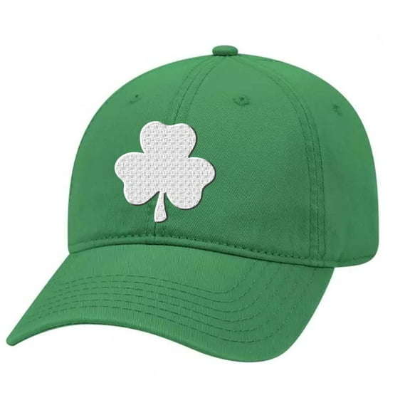 St. Patrick's Day Lucky Clover Embroidered Unisex Adjustable Hat Baseball Cap, Irish Green