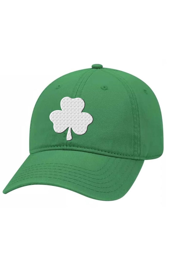 St. Patrick's Day Lucky Clover Embroidered Unisex Adjustable Hat Baseball Cap, Irish Green
