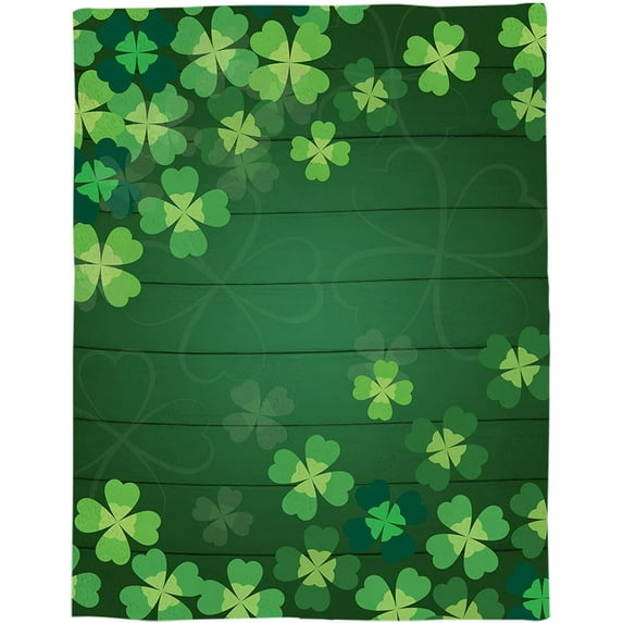 St. Patrick''s Day Lucky Clovers Throw Blankets, Rustic Vintage Farm Wood Soft Fleece Blanket Decorative for Home Sofa Couch Chair Living Bedroom,60x80 inches, Green Spring Holiday