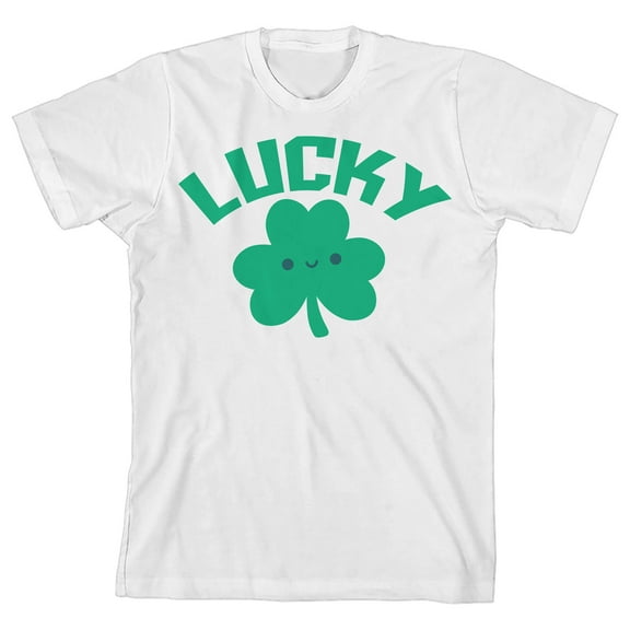 St. Patrick's Day Lucky Crew Neck Short Sleeve Youth White T-shirt-Medium