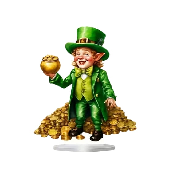 St. Patrick’s Day Lucky Gnome Statue Decoration – Small Irish Figurine Ornament for Home Office Table Shelf Decor – Positive Energy Gift for Holiday, Birthday or Housewarming