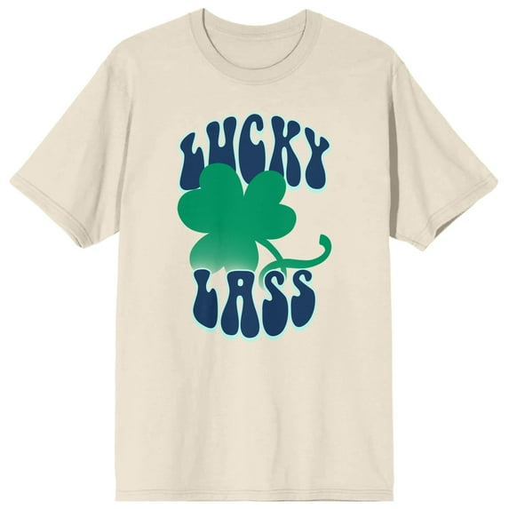 St. Patrick's Day Lucky Lass Crew Neck Short Sleeve Women's Natural T-shirt-3XL