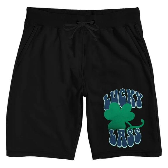 St. Patrick's Day Lucky Lass Men's Black Sleep Pajama Shorts
