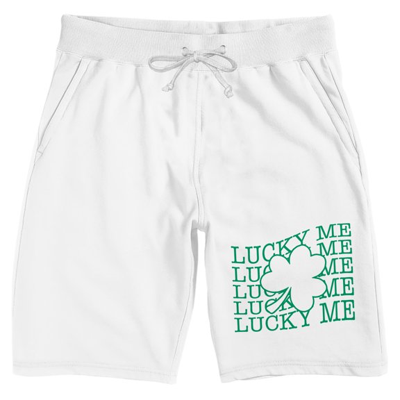 St. Patrick's Day Lucky Me Men's White Sleep Pajama Shorts
