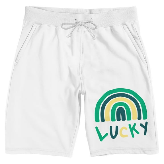 St. Patrick's Day Lucky Rainbow Men's White Lounge Shorts