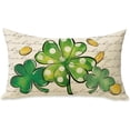 thumbnail image 1 of St. Patrick''s Day Lumbar Decorative Rectangle Pillow Cover 12 x 20, Shamrock Clover Gold Coins Porch Patio Outdoor Pillowcase, Polka Dots Irish Sofa Couch Cushion Case Home Decor, 1 of 5