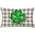 thumbnail image 1 of St. Patrick''s Day Lumbar Pillow Covers 12x20 Inch Grey Buffalo Plaid Check Green Clovers Lucky Shamrock Home Decor Throw Pillow Cases Leaves Spring Farmhouse Decoration Cushion Cover, 1 of 6
