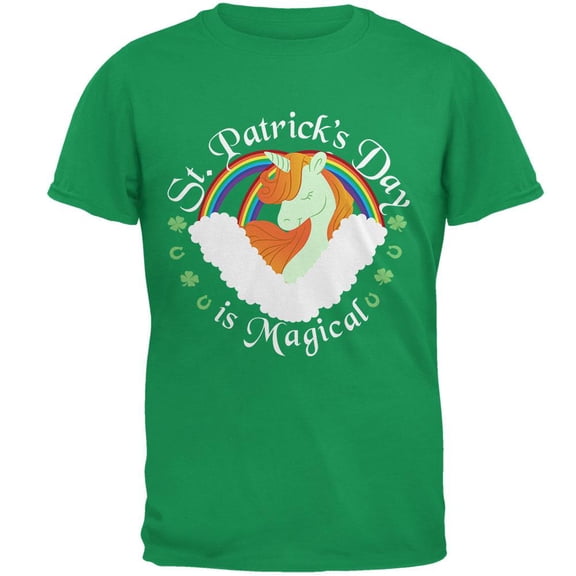 St. Patrick's Day Magical Unicorn Horseshoe Ginger Mens T Shirt Irish Green SM