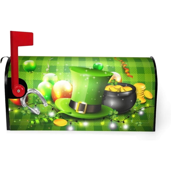 St. Patrick''s Day Mailbox Covers Magnetic Letter Post Box Cover Wrap Decoration Welcome Home Garden Outdoor Yard Outside Farmhouse Home Decor 21" Lx 18" W