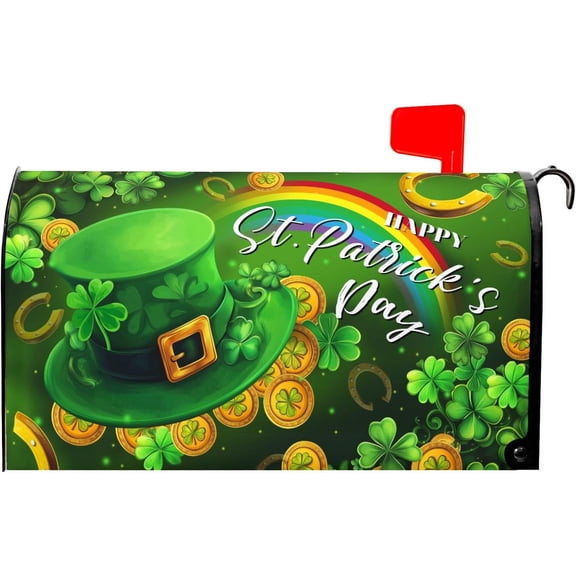 St Patrick''s Day Mailbox Covers Magnetic Shamrock Clovers Rainbow Green Hat Mailbox Covers Magnetic Standard Size 21x18 Inch St Patricks Day Post Letter Box Cover for Garden Yard Decor