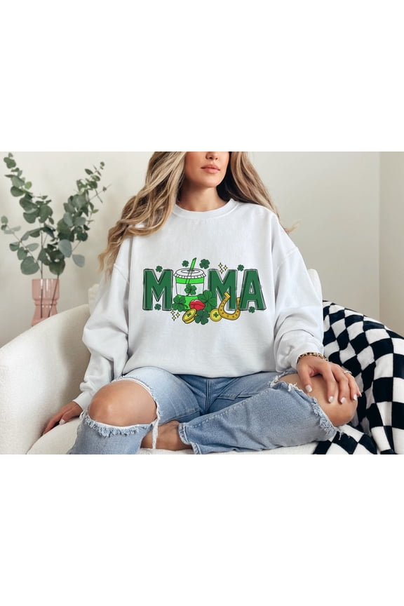 St Patrick's Day Mama Sweatshirt, Retro Mama St Patrick's Day Sweatshirt, Lucky Mama Shirt, Coffee Mama Shirt, Cute Paddys Day Sweater Women Sweatshirt All Size S-5XL