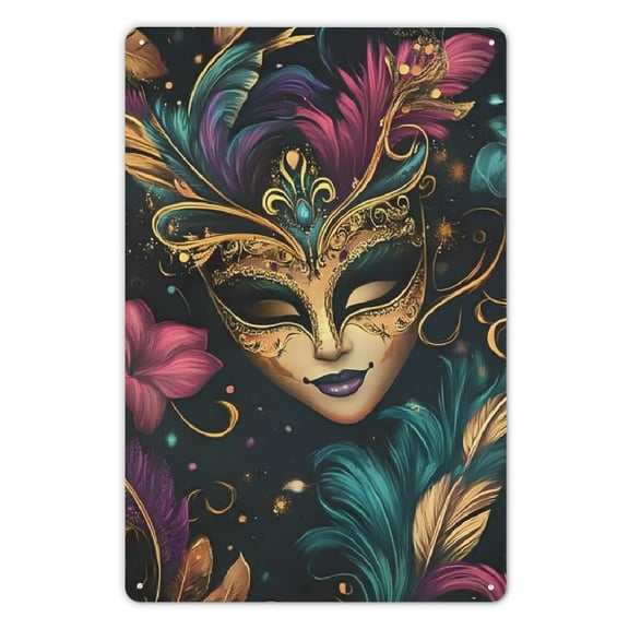 St. Patrick's Day Mardi and Gras Masks Vintage Metal Tin Sign Hanging Painting for Home Coffee Office Wall Decoration