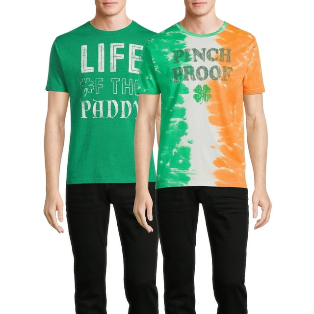 St. Patrick's Day Men's & Big Men's Life of the Paddy and Pinch Proof Graphic Tee Bundle, 2-Pack