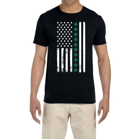 St. Patrick's Day Men's Shirt Shamrock Flag Irish American Flag T-Shirt Tee