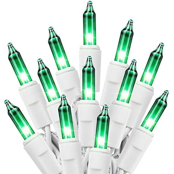 St. Patrick's Day Mini String Lights, 100 Count 27 Feet Detachable Incandescent Bulb Waterproof Green Fairy Lights Plug in for Indoor Outdoor Party Patio Christmas Decoration, White Wire