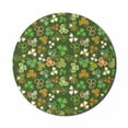 thumbnail image 1 of St. Patrick's Day Mouse Pad for Computers, Lucky Shamrocks Pattern Irish Clover Celebration Day Party Prints, Round Non-Slip Thick Rubber Modern Mousepad, 8" Round, Green and Orange, by Ambesonne, 1 of 2