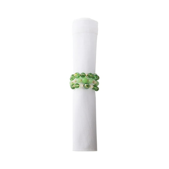 Green Beaded Set of 4 Napkin Ring Holders