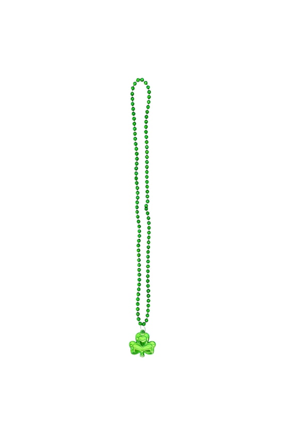 St. Patrick's Day Necklace, Plastic Bead Necklace with Shamrocks Pendant for Festival Party Celebrations, Non-Toxic and Odorless Party Accessory