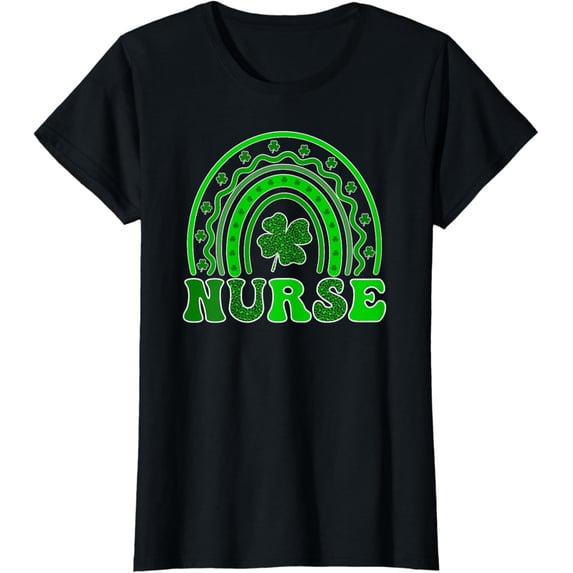 St. Patrick's Day Nurse Rainbow Shamrock Nursing T-Shirt