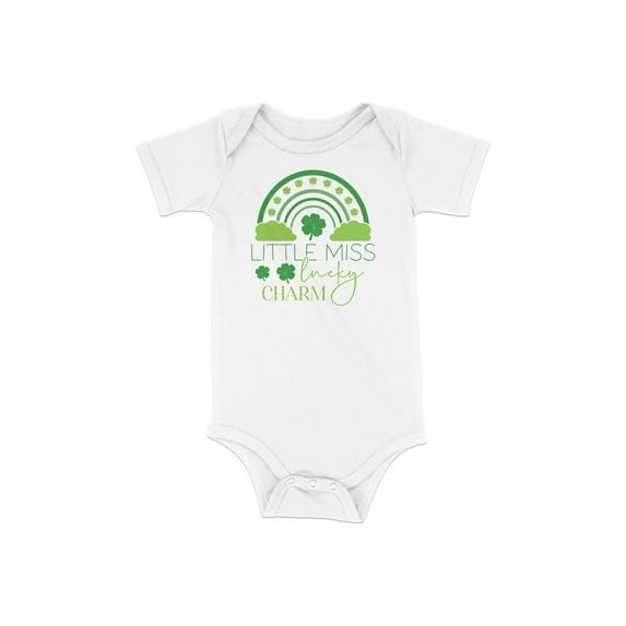 St. Patrick's Day Onesie, Little Miss Lucky Charm, Green Rainbow, Newborn Infant Bodysuit, Cute Baby Shower Gift, Irish Themed Outfit