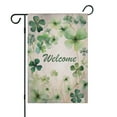 thumbnail image 1 of St. Patrick's Day Outdoor Flags Holiday Outdoor Flag Welcome Spring Shamrock Wreath Welcome Flag 12.5''×18'' Burlap Vertical Double Sided Garden Flag for Home,Farmhouse Holiday Spring Outdoor Decor, 1 of 4