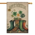 thumbnail image 1 of St. Patrick's Day Outdoor Flags Holiday Garden Flag Shamrock in the Boots Yard Flags 28''×40'' Linen Vertical Double Sided Welcome Flag for Home,Spring Farmhouse Holiday Outside Decor, 1 of 1