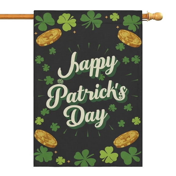 St. Patrick's Day Outdoor Flags Holiday Garden Flag Shamrock Clovers Hat Green Lucky Day Outdoor Flag 28''×40'' Burlap Vertical Double Sided Welcome Flag for Home,Spring Holiday Decor