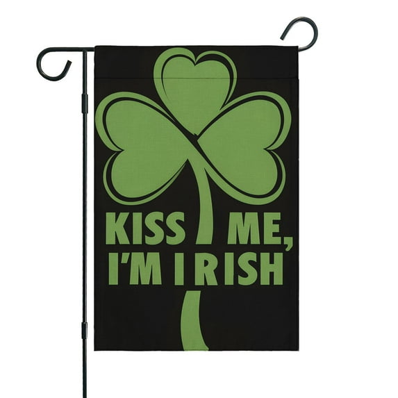 St. Patrick's Day Outdoor Flags Irish Garden Flag St Patricks Day Green Lucky Outdoor Flags 12.5''×18'' Linen Vertical Double Sided Garden Flag for Home,Holiday Gift