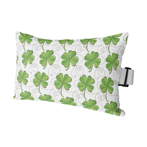 St. Patrick's Day Outdoor Pillows for Chaise Lounge Chair Waterproof Lumbar Pillows with Insert&Strap Beach Headrest Pillow Spring Lucky Four-leaf Grass Watercolor Pillow for Patio Pool 11"x16"