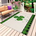 thumbnail image 1 of St. Patrick's Day Outdoor Rug 4x6 Ft, Non Slip Washable Area Rug, Green Shamrock Leaves Love Plaid Beige Patio Rugs Carpet Runner, Large Floor Mat for Indoor/Outdoor Deck Porch Camping, 1 of 8