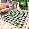 thumbnail image 1 of St. Patrick's Day Outdoor Rug 5x8 Ft, Non Slip Washable Area Rug, Spring Lucky Shamrock Black White Plaid Patio Rugs Carpet Runner, Large Floor Mat for Indoor/Outdoor Deck Porch Camping, 1 of 8