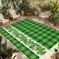 thumbnail image 1 of St. Patrick's Day Outdoor Rug for Patio/Deck/Porch, Non-Slip Large Area Rug 3 x 5 Ft, Lucky Shamrock Grasses Green Plaid Indoor Outdoor Rugs Washable Area Rugs, Reversible Camping Rug Carpet Runner, 1 of 8