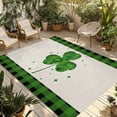 thumbnail image 1 of St. Patrick's Day Outdoor Rug for Patio/Deck/Porch, Non-Slip Large Area Rug 5 x 8 Ft, Green Shamrock Leaves Love Plaid Beige Indoor Outdoor Rugs Washable Area Rugs, Camping Rug Carpet Runner, 1 of 8