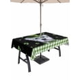 thumbnail image 1 of St. Patrick's Day Outdoor Tablecloth - 54x80 Inch Rectangle Dining Table Cover, Lucky Shamrock Cute Puppy Hat Green Plaid Waterproof Outdoor Table Cloth with Umbrella Hole & Zipper for Picnic/Patio, 1 of 7