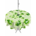 thumbnail image 1 of St. Patrick's Day Outdoor Tablecloth - 60 Inch Round Dining Table Cover, Watercolor Shamrock Polka Dots Light Green Waterproof Outdoor Table Cloth with Umbrella Hole & Zipper for Picnic/Patio/Party, 1 of 7