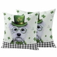 thumbnail image 1 of St. Patrick's Day Outdoor Waterproof Pillow Covers, Cute Puppy Lucky Shamrock Black Plaid Decorative Square Throw Pillowcase Sofa Cushion Sham for Patio/Couch/Chair, 26"x26" 2 Pack, 1 of 8