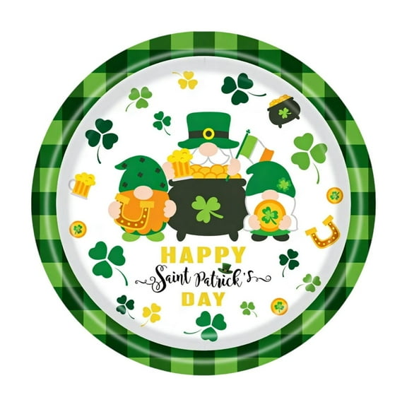 St. Patricks Day Paper Plates 9 Inch 24 Pcs Shamrock-Themed Disposable Party Plates for Irish Holiday, Birthday, Baby Shower, Picnic or St. Paddys Day Tableware Decor